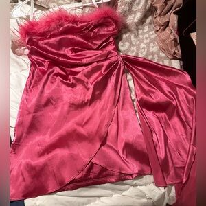Revolve Pink Satin Mini Dress